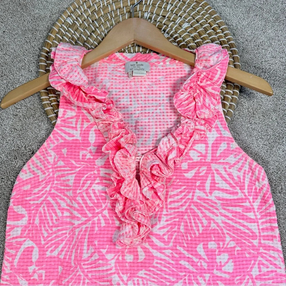 Kate Spade New York Bonnie Botanical Pink Top Blouse Sleeveless Size 4 - Picture 2 of 9